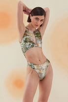 Bonesta-Bayuda Phantom Snake Pattern Halter Kesim Pencereli Mayo-Bikini & Mayo-2-Milagron.com