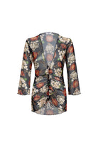 Bonesta-Bellanca Koyu Kahve Çiçek Desenli Önü Büzgülü Gömlek Pareo-Pareo & Bandana-1-Milagron.com