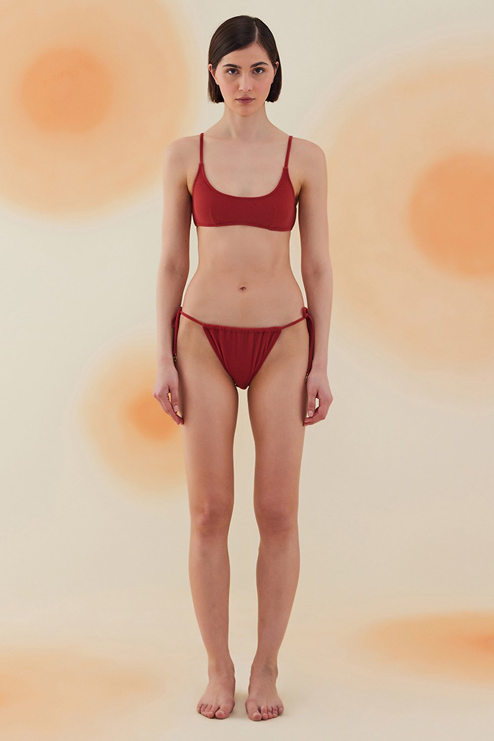 Bonesta-Blaze Burgundy Terry Kare Yaka Askılı Bikini Takımı-Bikini & Mayo-1-Milagron.com