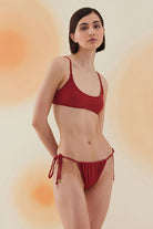 Bonesta-Blaze Burgundy Terry Kare Yaka Askılı Bikini Takımı-Bikini & Mayo-2-Milagron.com