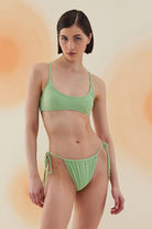 Bonesta-Blaze Pistachio Green Terry Kare Yaka Askılı Bikini Takımı-Bikini & Mayo-3-Milagron.com