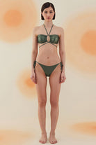 Bonesta-Broom Shiny Hunter Green Boyundan Bağcıklı Bikini Takımı-Bikini & Mayo-1-Milagron.com