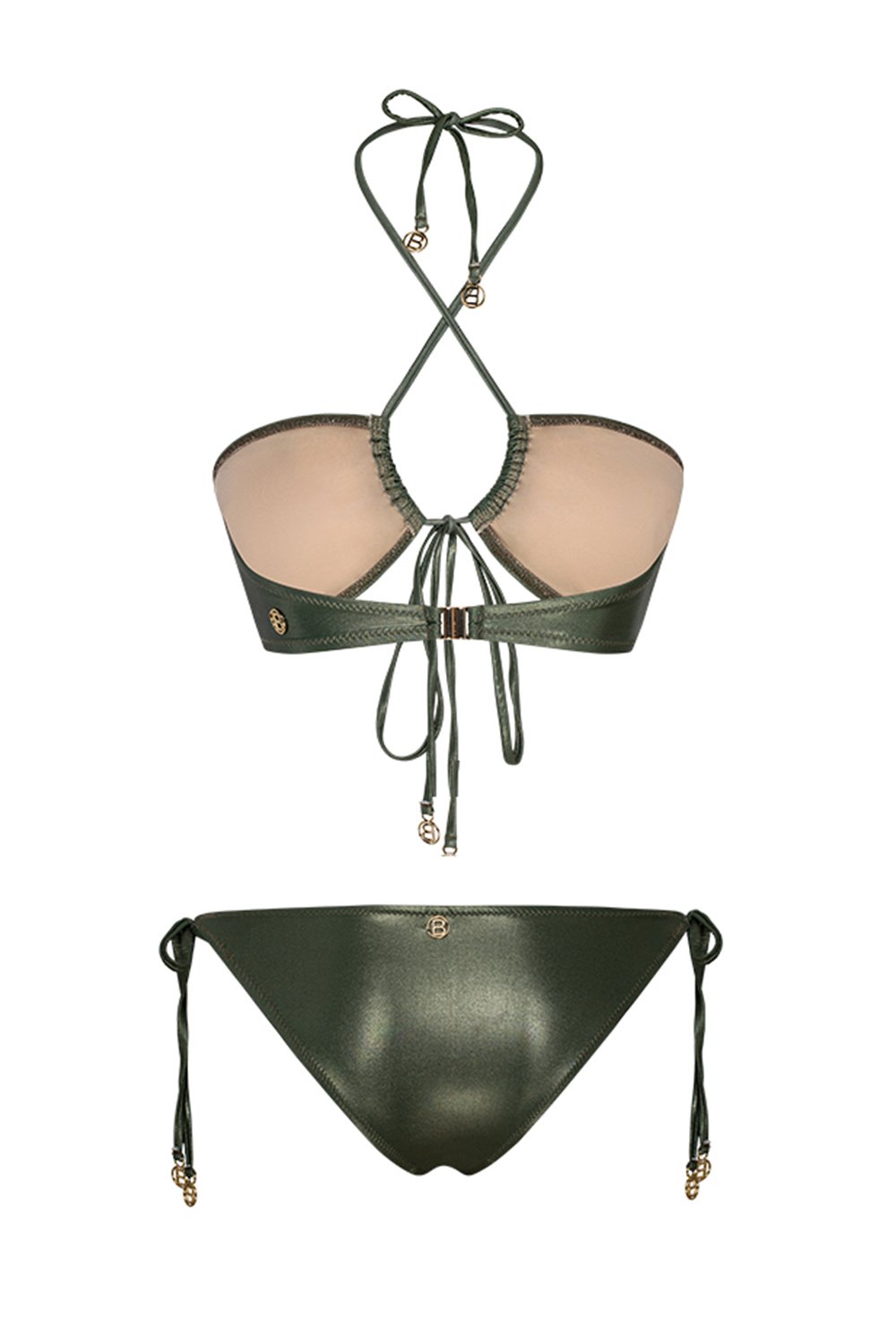 Bonesta-Broom Shiny Hunter Green Boyundan Bağcıklı Bikini Takımı-Bikini & Mayo-5-Milagron.com