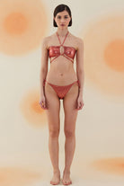 Bonesta-Broom Shiny Terracota Red Boyundan Bağcıklı Bikini Takımı-Bikini & Mayo-1-Milagron.com