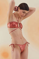 Bonesta-Broom Shiny Terracota Red Boyundan Bağcıklı Bikini Takımı-Bikini & Mayo-2-Milagron.com