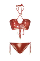 Bonesta-Broom Shiny Terracota Red Boyundan Bağcıklı Bikini Takımı-Bikini & Mayo-4-Milagron.com