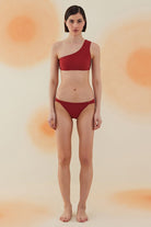 Bonesta-Bush Burgundy Terry Tek Omuz Bikini Takımı-Bikini & Mayo-1-Milagron.com