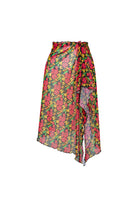 Bonesta-Callie Kırmızı Çiçek Desenli Büzgülü Volanlı Midi Pareo Etek-Pareo & Bandana-1-Milagron.com