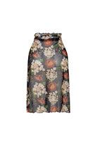 Bonesta-Callie Koyu Kahve Çiçek Desenli Büzgülü Volanlı Midi Pareo Etek-Pareo & Bandana-2-Milagron.com