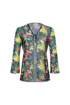 Bonesta-Cameo Yeşil Çiçek Desenli Önü Bağcıklı Gömlek Pareo-Pareo & Bandana-1-Milagron.com