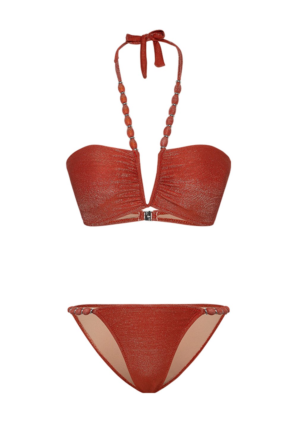 Bonesta-Carcross Ruby Red Boncuklu V Aksesuarlı Balenli Bikini Takımı-Bikini & Mayo-5-Milagron.com