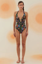 Bonesta-Drought Botanical Flower Pattern U Aksesuarlı V Yaka Mayo-Bikini & Mayo-1-Milagron.com