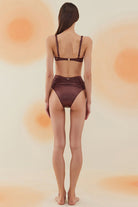 Bonesta-Erg Burnt Umber Drapeli Yüksek Bel Bikini Takımı-Bikini & Mayo-3-Milagron.com