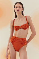 Bonesta-Erg Flame Orange Drapeli Yüksek Bel Bikini Takımı-Bikini & Mayo-2-Milagron.com