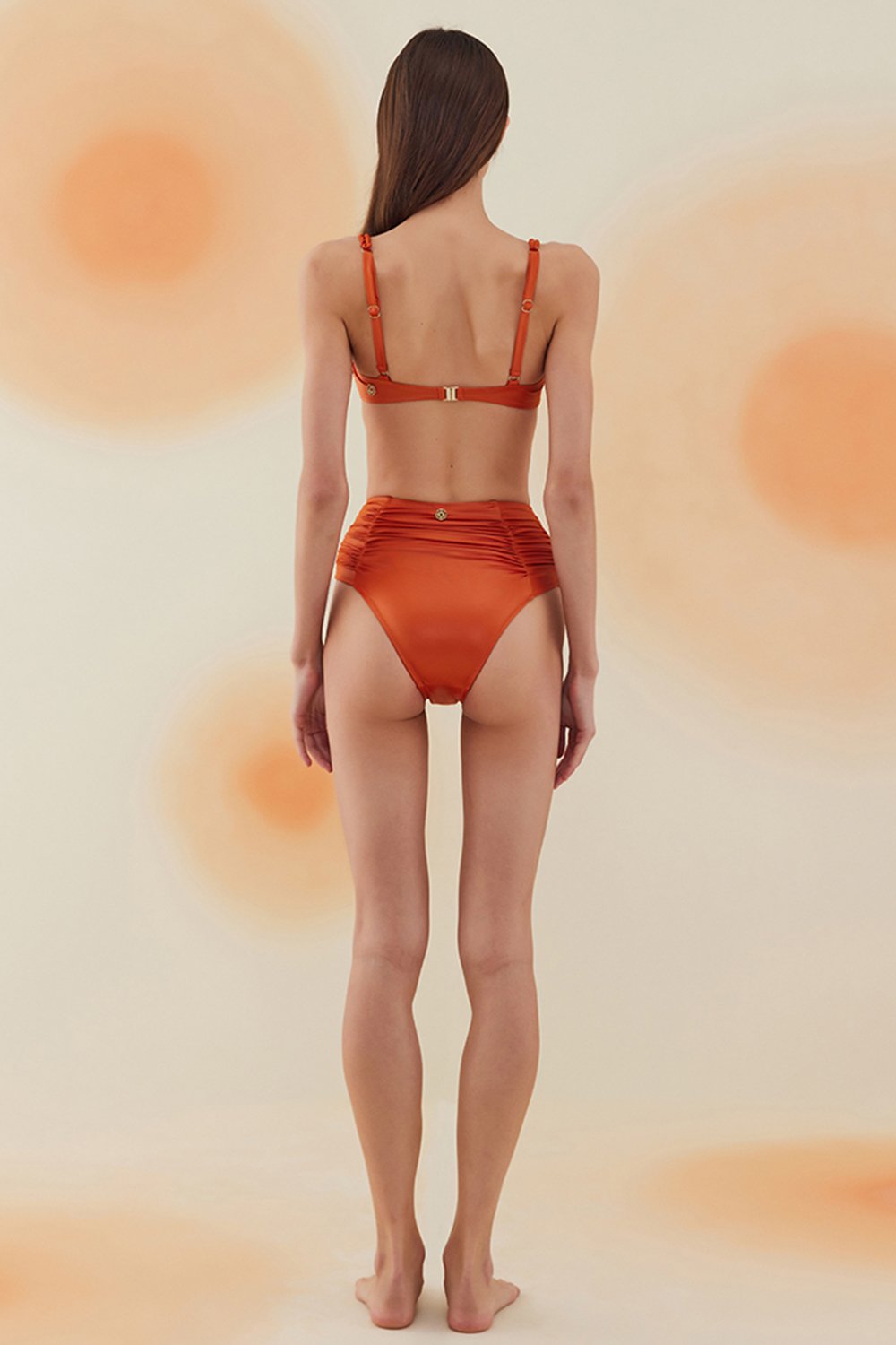 Bonesta-Erg Flame Orange Drapeli Yüksek Bel Bikini Takımı-Bikini & Mayo-3-Milagron.com