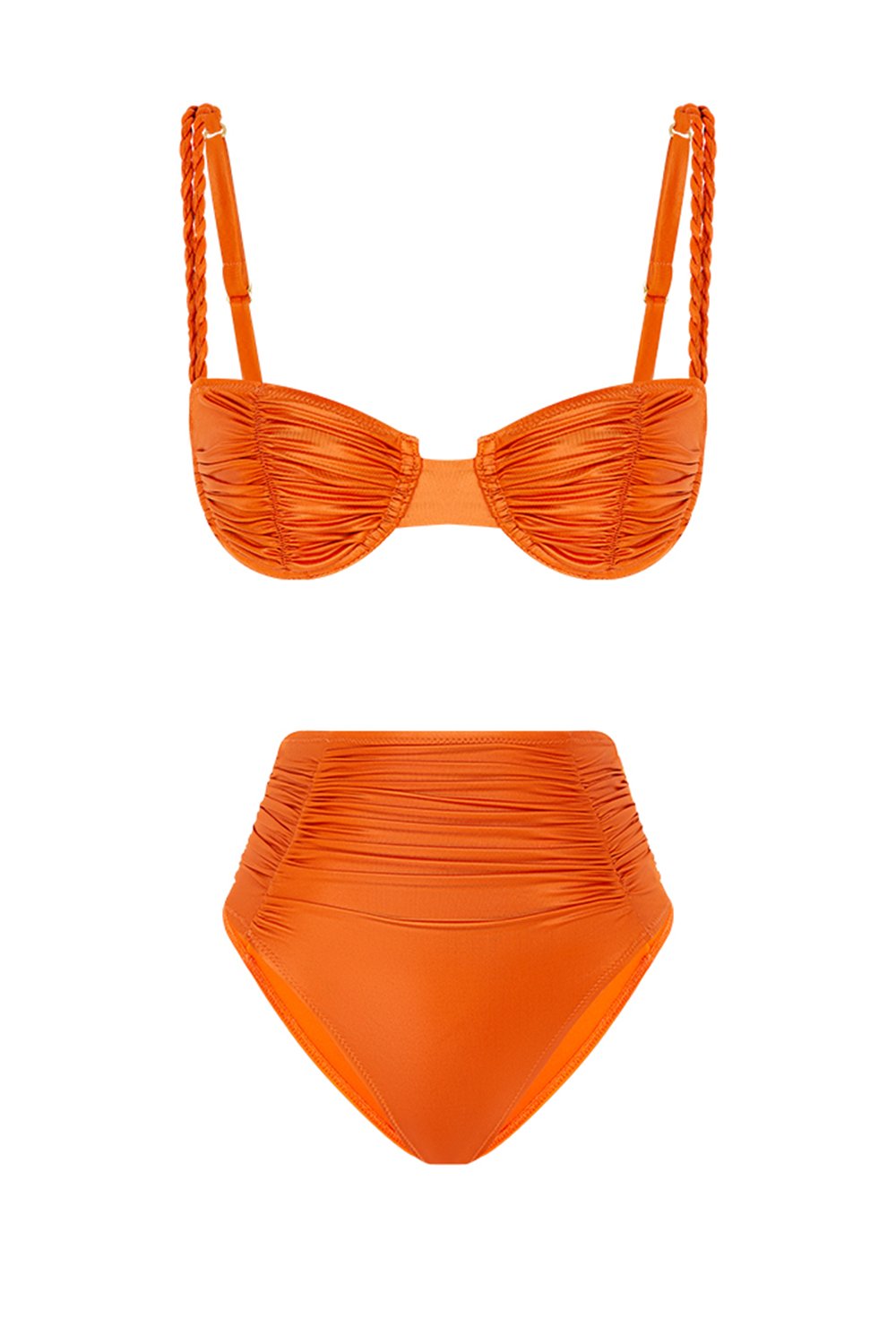 Bonesta-Erg Flame Orange Drapeli Yüksek Bel Bikini Takımı-Bikini & Mayo-4-Milagron.com