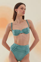 Bonesta-Erg Mint Green Drapeli Yüksek Bel Bikini Takımı-Bikini & Mayo-2-Milagron.com