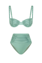 Bonesta-Erg Mint Green Drapeli Yüksek Bel Bikini Takımı-Bikini & Mayo-4-Milagron.com