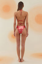 Bonesta-Escalante Shiny Crimson Red Halka Aksesuarlı Üçgen Bikini Takımı-Bikini & Mayo-3-Milagron.com