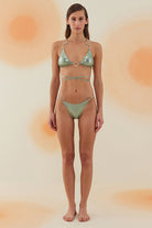Bonesta-Escalante Shiny Tea Green Halka Aksesuarlı Üçgen Bikini Takımı-Bikini & Mayo-1-Milagron.com