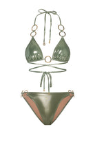 Bonesta-Escalante Shiny Tea Green Halka Aksesuarlı Üçgen Bikini Takımı-Bikini & Mayo-4-Milagron.com