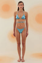 Bonesta-Escalante Shiny Turquoise Blue Halka Aksesuarlı Üçgen Bikini Takımı-Bikini & Mayo-2-Milagron.com