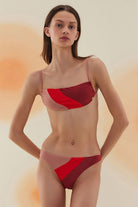 Bonesta-Flat Burgundy Terry Straplez Bikini Takımı-Bikini & Mayo-2-Milagron.com