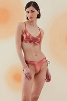Bonesta-Freesia Shiny Terracota Red Büzgülü Bikini Takımı-Bikini & Mayo-2-Milagron.com