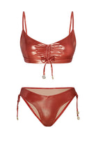 Bonesta-Freesia Shiny Terracota Red Büzgülü Bikini Takımı-Bikini & Mayo-4-Milagron.com