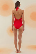 Bonesta-Gibson Scarlet Red Deniz Kabuklu Boyundan Bağlamalı Mayo-Bikini & Mayo-3-Milagron.com