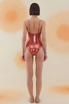 Bonesta-Glory Shiny Terracota Red Bağcıklı V Yaka Mayo-Bikini & Mayo-2-Milagron.com