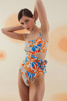Bonesta-Gobi Abstract Floral Pattern Askılı Kemerli Mayo-Bikini & Mayo-3-Milagron.com
