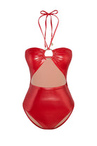 Bonesta-Guajira Shiny Crimson Red Halka Aksesuarlı Boyundan Bağcıklı Mayo-Bikini & Mayo-5-Milagron.com