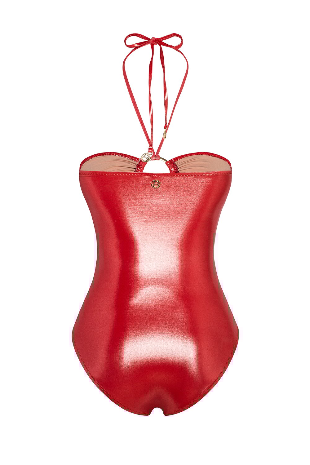 Bonesta-Guajira Shiny Crimson Red Halka Aksesuarlı Boyundan Bağcıklı Mayo-Bikini & Mayo-6-Milagron.com