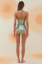 Bonesta-Guajira Shiny Tea Green Halka Aksesuarlı Boyundan Bağcıklı Mayo-Bikini & Mayo-4-Milagron.com