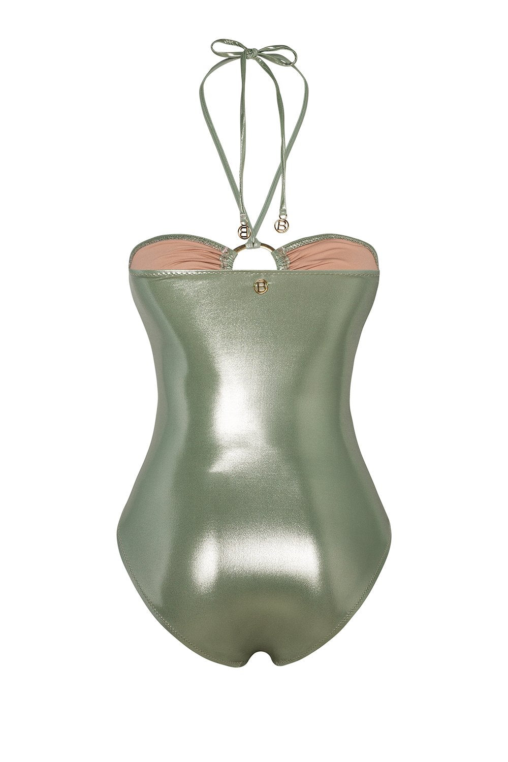 Bonesta-Guajira Shiny Tea Green Halka Aksesuarlı Boyundan Bağcıklı Mayo-Bikini & Mayo-6-Milagron.com