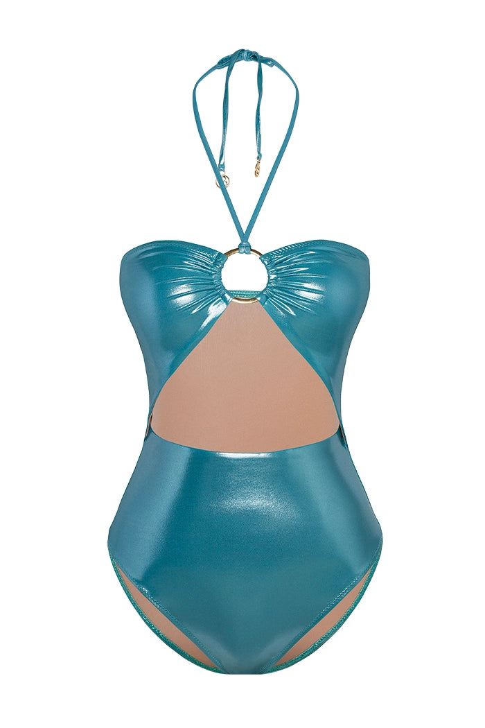 Bonesta-Guajira Shiny Turquoise Blue Halka Aksesuarlı Boyundan Bağcıklı Mayo-Bikini & Mayo-1-Milagron.com