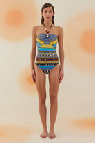 Bonesta-Guelta Navajo Ethnic Pattern Aksesuarlı Straplez Mayo-Bikini & Mayo-1-Milagron.com
