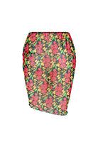 Bonesta-Harper Kırmızı Çiçek Desenli Büzgülü Yırtmaçlı Pareo Etek-Pareo & Bandana-2-Milagron.com