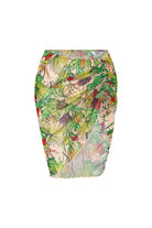 Bonesta-Harper Sarı Mor Çiçek Desenli Büzgülü Yırtmaçlı Pareo Etek-Pareo & Bandana-1-Milagron.com