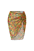 Bonesta-Harper Turuncu Çiçek Desenli Büzgülü Yırtmaçlı Pareo Etek-Pareo & Bandana-1-Milagron.com