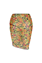 Bonesta-Harper Turuncu Çiçek Desenli Büzgülü Yırtmaçlı Pareo Etek-Pareo & Bandana-2-Milagron.com