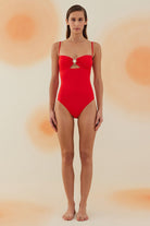 Bonesta-Judaean Scarlet Red Deniz Kabuklu Askılı Straplez Mayo-Bikini & Mayo-1-Milagron.com