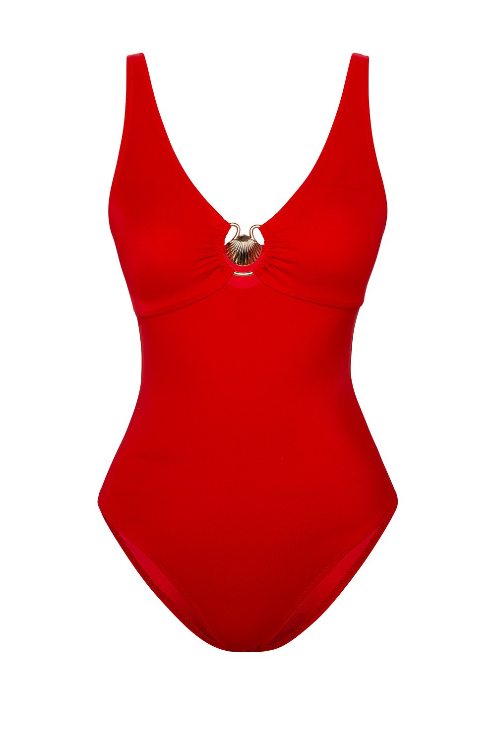 Bonesta-Kumtag Scarlet Red Deniz Kabuklu V Yaka Mayo-Bikini & Mayo-4-Milagron.com