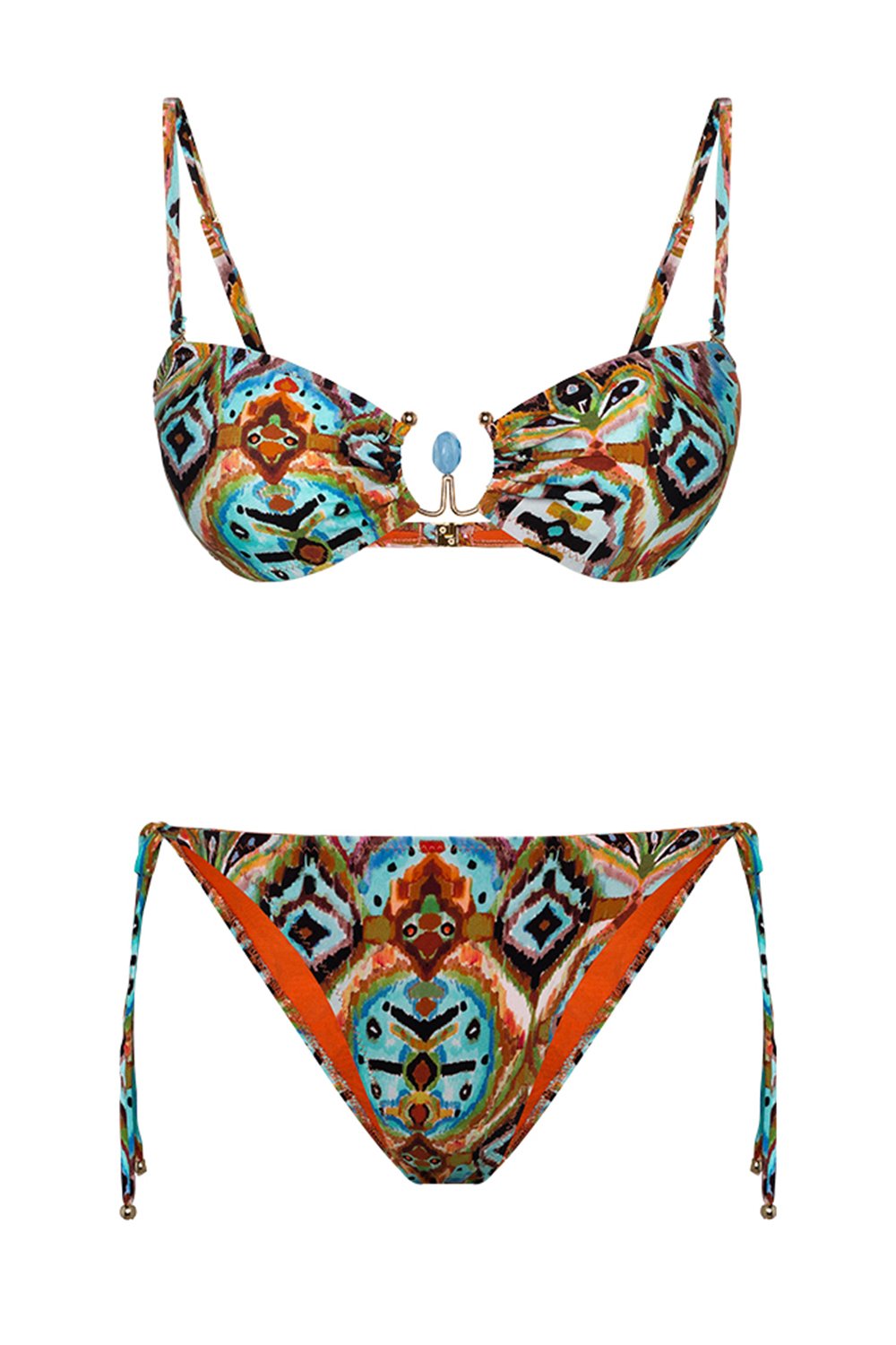 Bonesta-Lunette Tapa Ethnic Pattern Aksesuarlı Straplez Bikini Takımı-Bikini & Mayo-3-Milagron.com