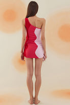 Bonesta-Meska Fuchsia, Cotton Candy And Cherry Red Terry Tek Omuz-Elbise-3-Milagron.com