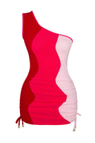 Bonesta-Meska Fuchsia, Cotton Candy And Cherry Red Terry Tek Omuz-Elbise-4-Milagron.com