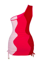 Bonesta-Meska Fuchsia, Cotton Candy And Cherry Red Terry Tek Omuz-Elbise-5-Milagron.com