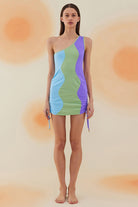 Bonesta-Meska Pistachio Green, Sky Blue And Mauve Purple Terry Tek Omuz-Elbise-1-Milagron.com