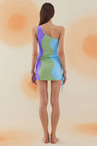 Bonesta-Meska Pistachio Green, Sky Blue And Mauve Purple Terry Tek Omuz-Elbise-4-Milagron.com